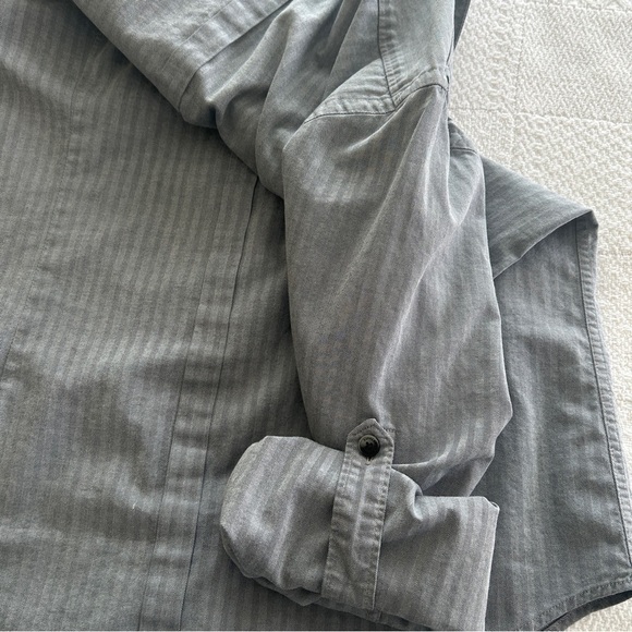 Express Men's Casual Button Down Shirt Gray Roll Tab Sleeve size Small 14 14.5 - Picture 11 of 16